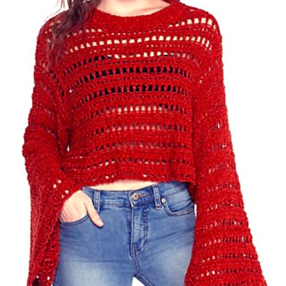 Free People Tops - NWT Free PeopleCaught Up Bell Sleeve Crochet Knit